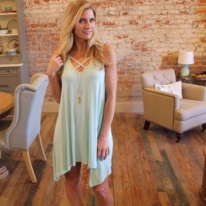 BOGO🏷Mint with Grey Contrast Trim Tunic Dress